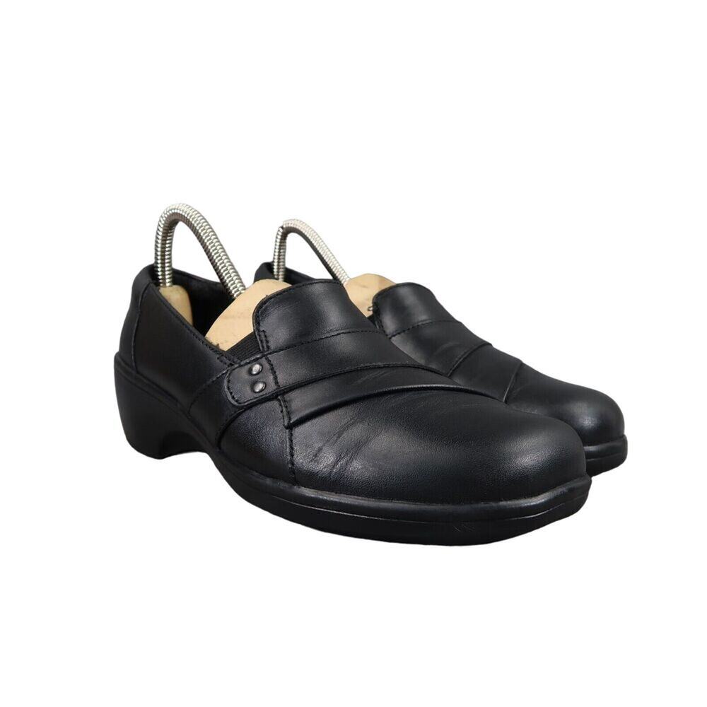 Clarks Shoes Womens 7 Clog Slip On Fashion Comfort Leather Career Walking Black